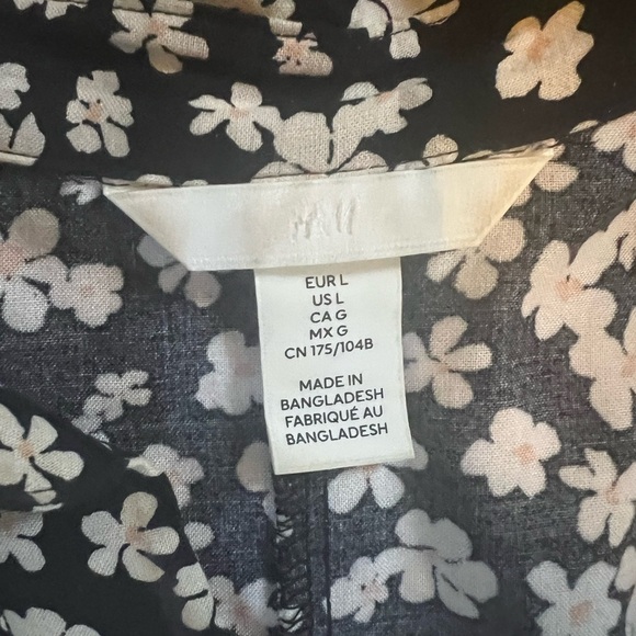 H & M Floral Black and White Wrap Dress Large and Long! - Picture 2 of 5